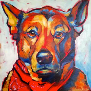 Pet Portrait Painting, 'Caillou'