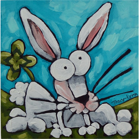 Whimsical Painting, Lucky Bunny