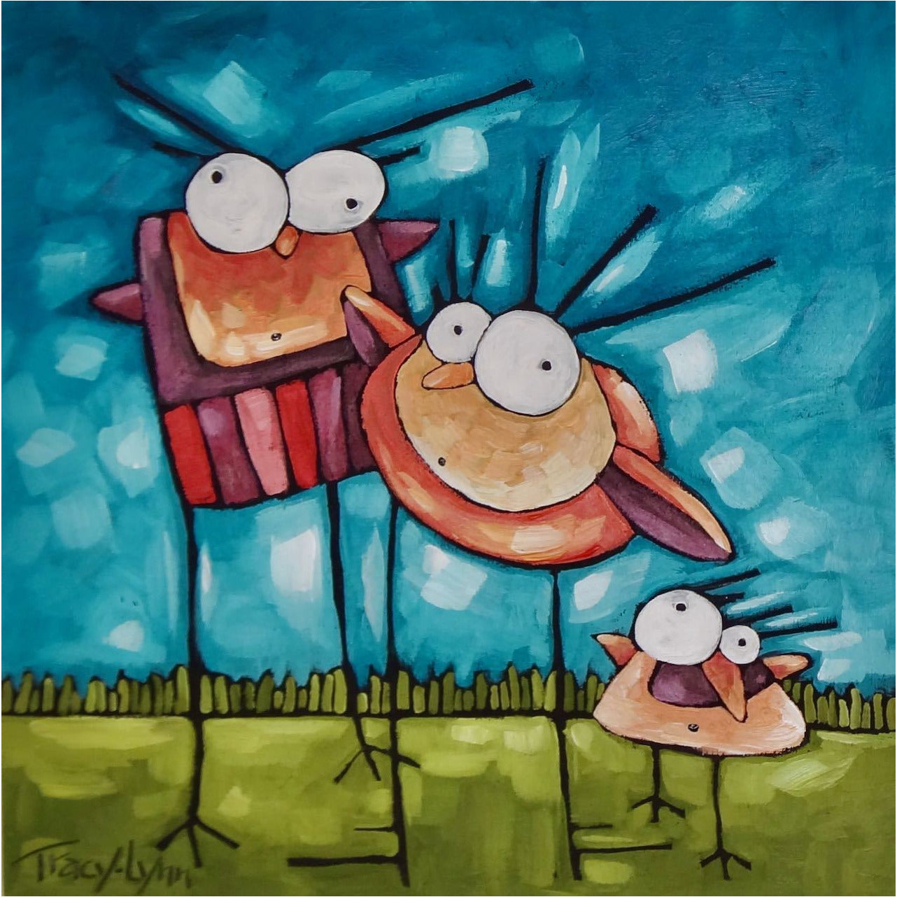 Whimsical Painting, Family of Three