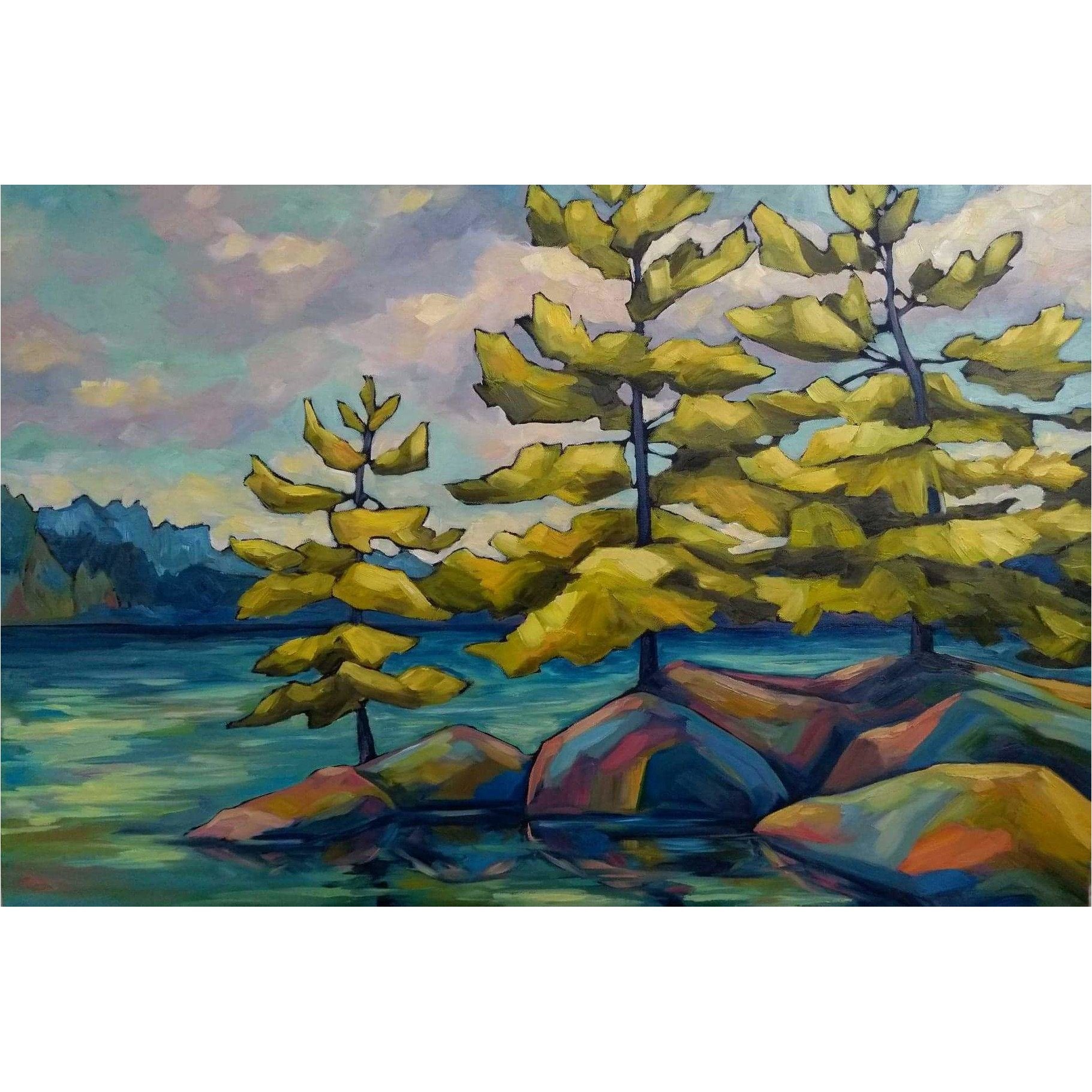 Canadian Landscape Original Oil Painting, 'Party of Three'